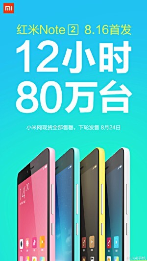 Xiaomi به رکورد فروش ۸۰۰ هزار دستگاه  Redmi Note 2 تنها در دوازده ساعت رسید - تکفارس 