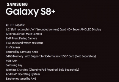 مشخصات جدید گلکسی S8+ لو رفتند - تکفارس 