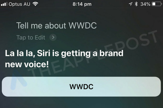 سیری به احتمال دریافت یک صدای جدید در طی مراسم WWDC 18 اشاره می‌کند - تکفارس 