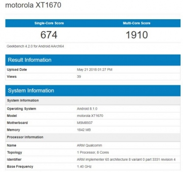 گوشی موتورلا Moto G5 در بنچمارک Geekbench با اندروید ۸٫۱ رویت شد - تکفارس 
