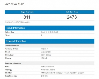 دو گوشی جدید Vivo در Geekbench - تکفارس 