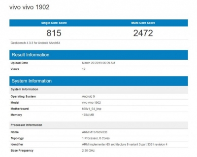 دو گوشی جدید Vivo در Geekbench - تکفارس 