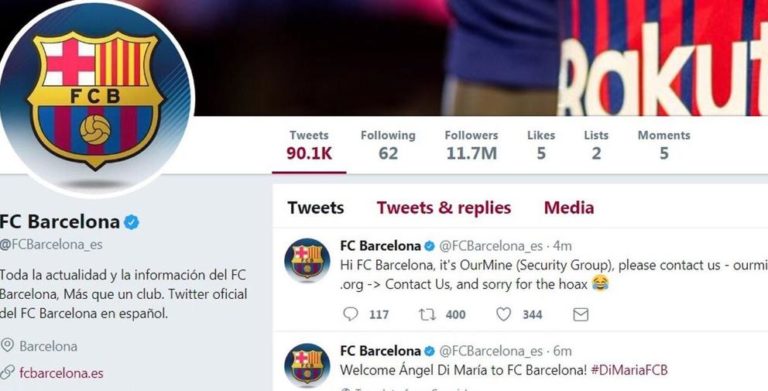 حساب توییتر باشگاه بارسلونا توسط OurMine هک شد - تکفارس 