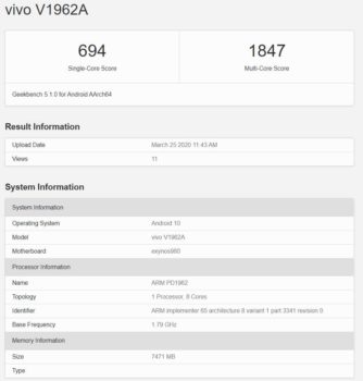 ویوو S6 5G با چیپست اگزینوس ۹۸۰ در گیک‌بنچ ظاهر شد - تکفارس 