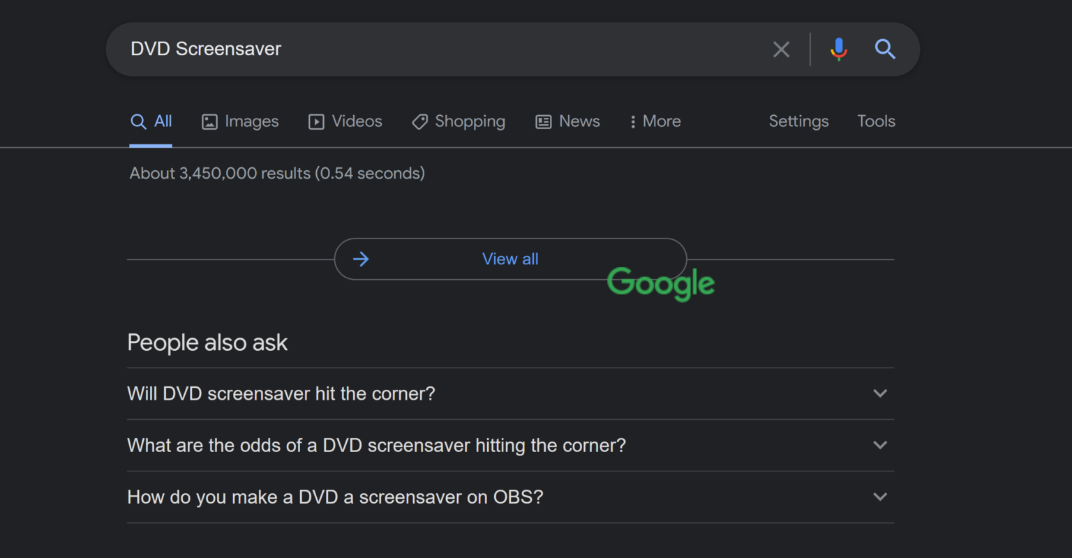 همین حالا عبارت DVD Screensaver را در گوگل جستجو کنید