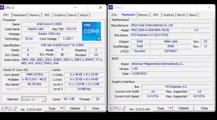 نتایج خوب پردازنده Core i5-13500 اینتل در بنچمارک Cinebench R23 - تکفارس 