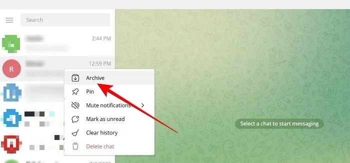 مخفی کردن چت تلگرام